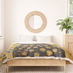 Gustav Klimt Style Dog with Blue and Gold Floral Patterns Duvet Cover Gallery Image 3