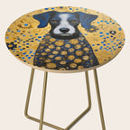 Gustav Klimt Style Dog with Blue and Gold Floral Patterns Side Table Gallery Image 2