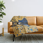 Gustav Klimt Style Dog with Blue and Gold Floral Patterns Throw Blanket Gallery Image 1