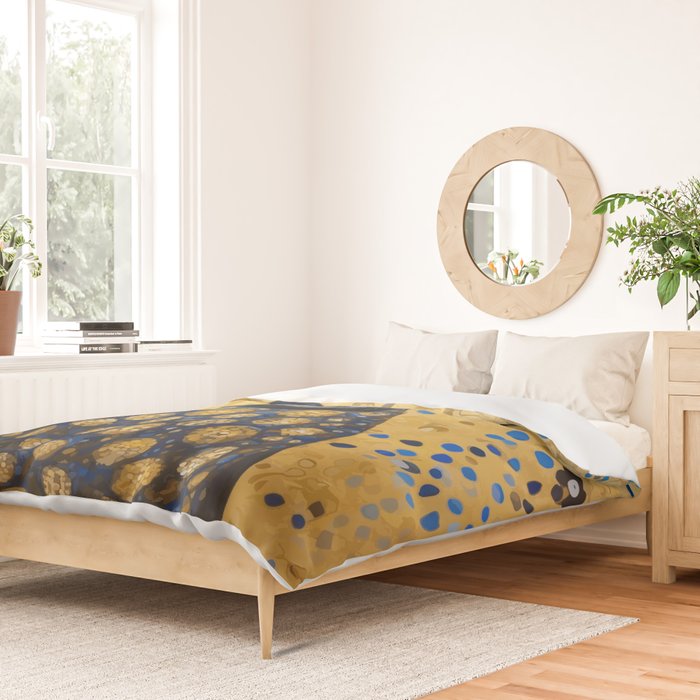 Gustav Klimt Style Dog with Blue and Gold Floral Patterns Duvet Cover Gallery Image 2