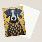 Gustav Klimt Style Dog with Blue and Gold Floral Patterns Stationery Card Gallery Image 2
