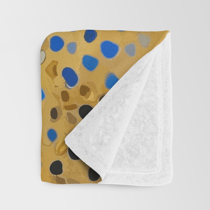 Gustav Klimt Style Dog with Blue and Gold Floral Patterns Throw Blanket Gallery Image 3