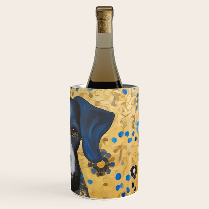 Gustav Klimt Style Dog with Blue and Gold Floral Patterns Wine Chiller Gallery Image 3