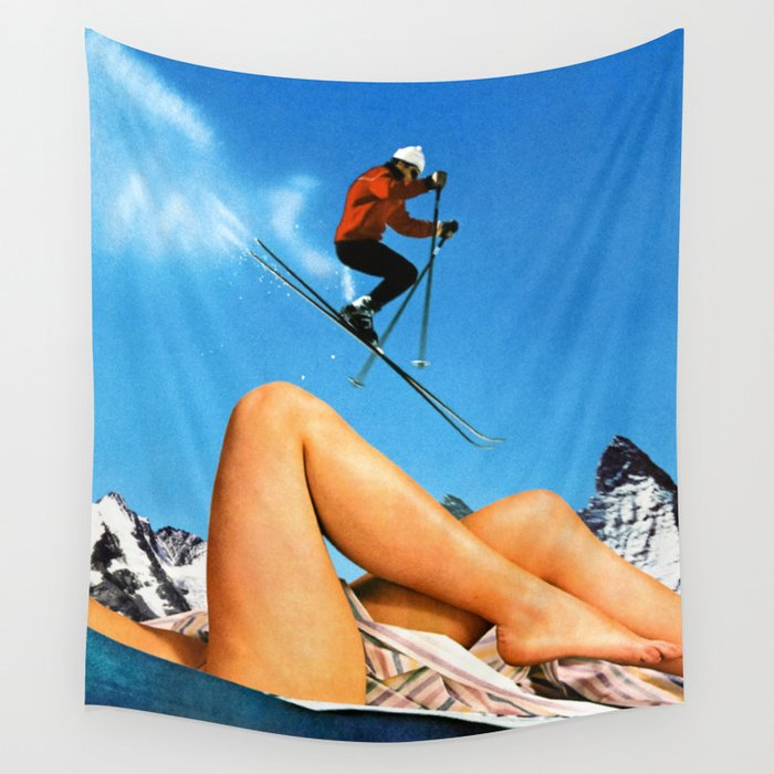 Skiing Time! Wall Tapestry Gallery Image 1