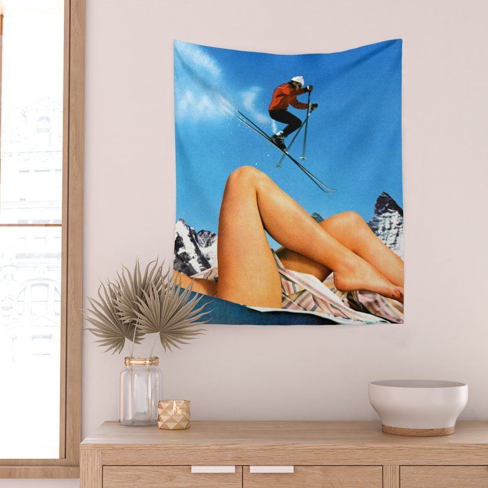 Skiing Time! Wall Tapestry Gallery Image 2