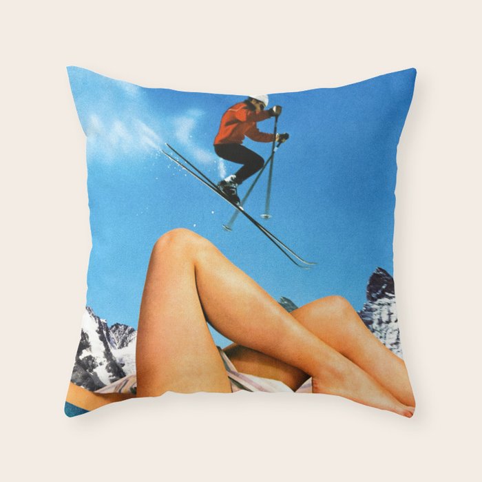 Skiing Time! Throw Pillow Gallery Image 1