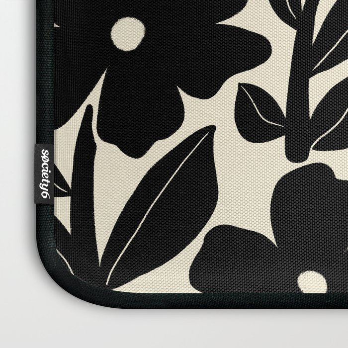 Black and White Retro Groovy Flowers  Laptop Sleeve Gallery Image 3