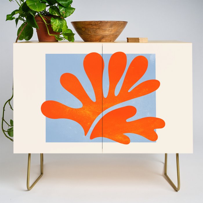 Red Coral Leaf: Matisse Paper Cutouts II Credenza Gallery Image 1