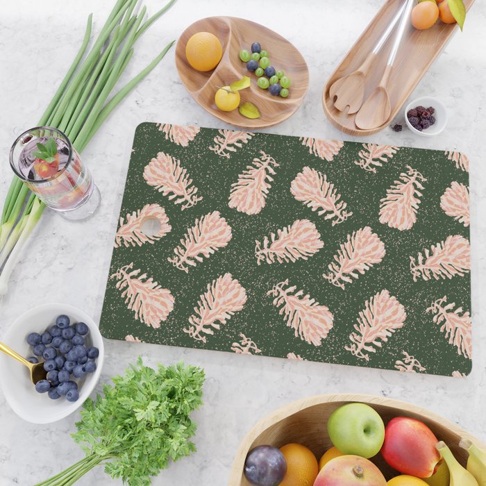 Dancing Pinecones in Forest Green & Pink Cutting Board Gallery Image 2