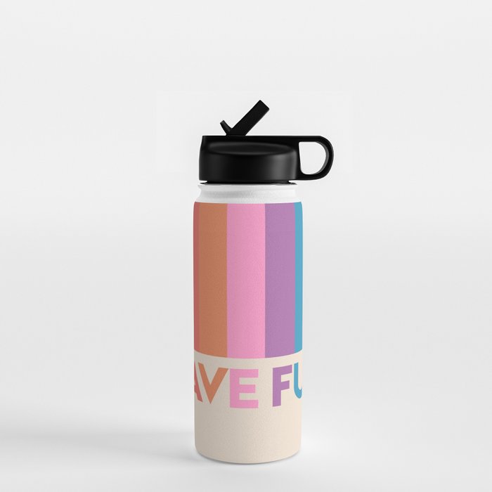 Vintage Rainbow Have Fun Text Water Bottle Gallery Image 1