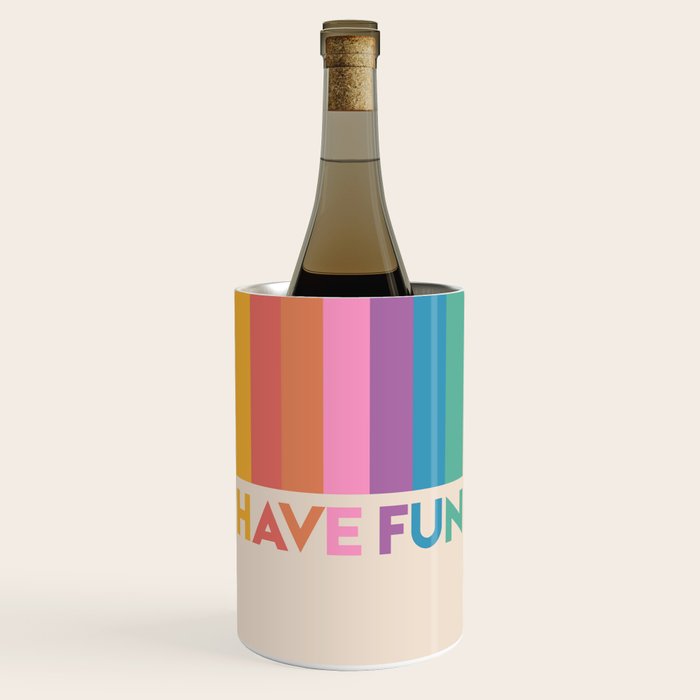 Vintage Rainbow Have Fun Text Wine Chiller Gallery Image 1