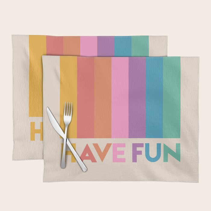 Vintage Rainbow Have Fun Text Placemat Gallery Image 1