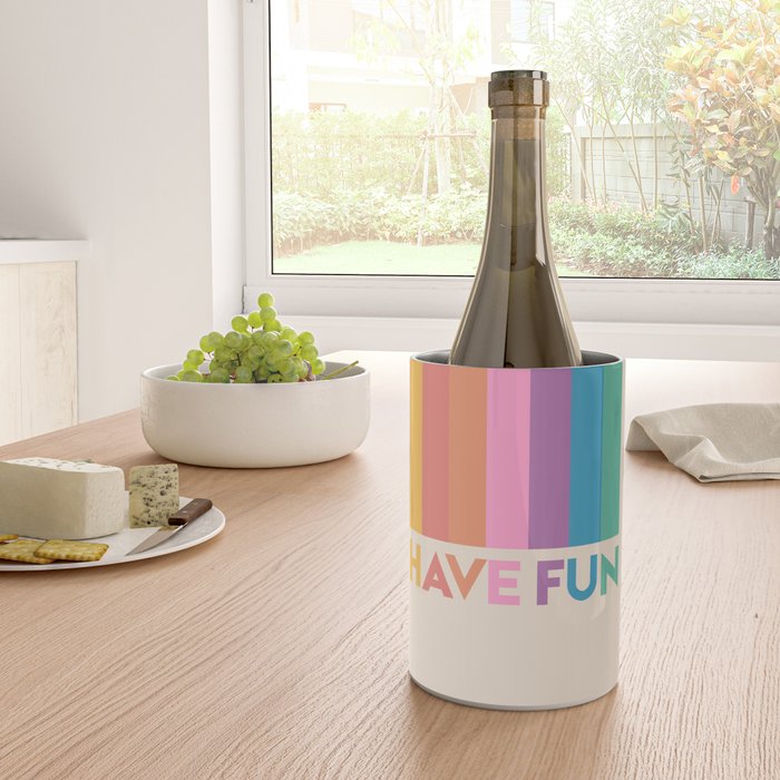 Vintage Rainbow Have Fun Text Wine Chiller Gallery Image 4