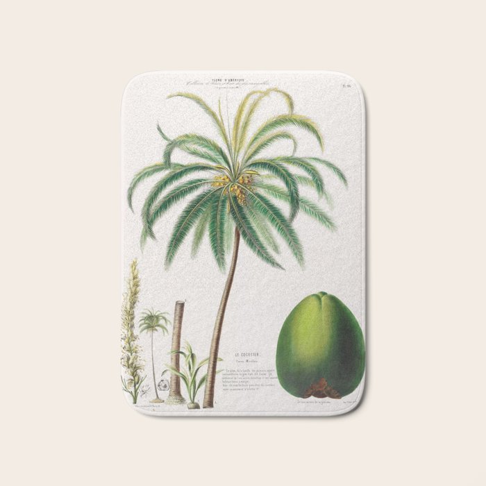 Coconut palm from "Flore dâAmÃ©rique" by Ãtienne Denisse, 1840s Bath Mat Gallery Image 1