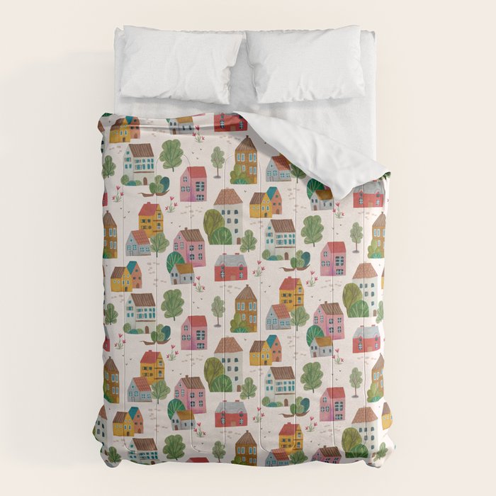 Cozy Village House Pattern Comforter Gallery Image 6