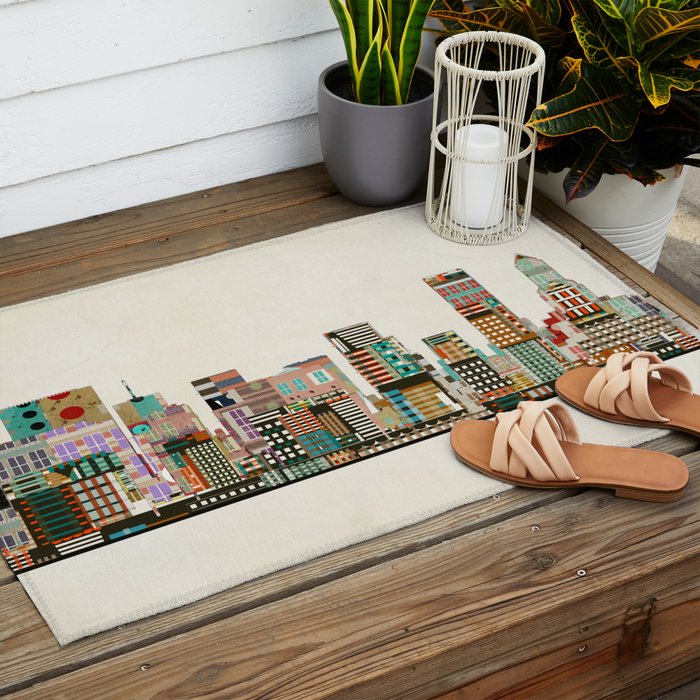 portland oregon skyline Outdoor Rug Gallery Image 2