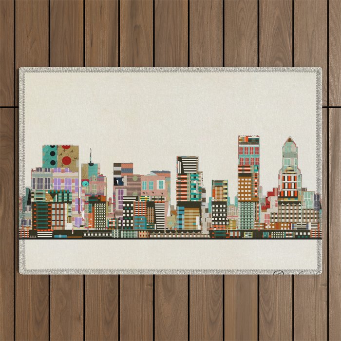portland oregon skyline Outdoor Rug Gallery Image 1