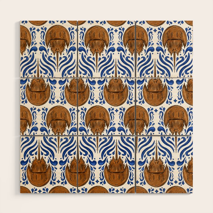 Horseshoe Crab Pattern Wood Wall Art Gallery Image 1