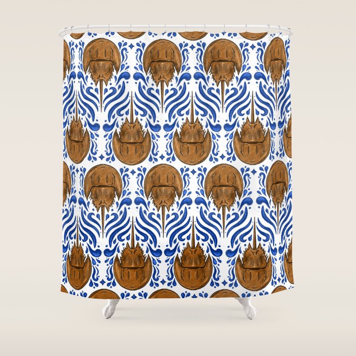 Horseshoe Crab Pattern Shower Curtain Gallery Image 1