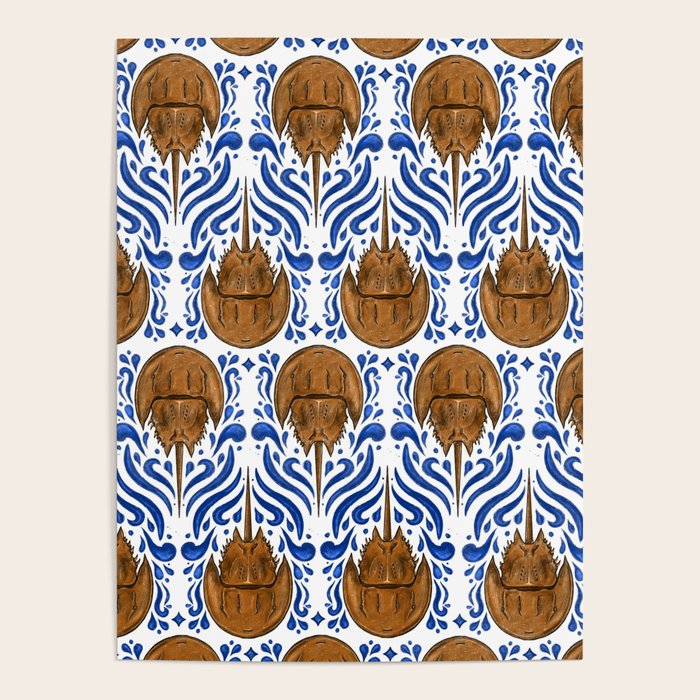 Horseshoe Crab Pattern Poster Gallery Image 1
