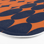 Abstraction Shapes 30 in vintage Orange and Navy Blue Bath Mat Gallery Image 3
