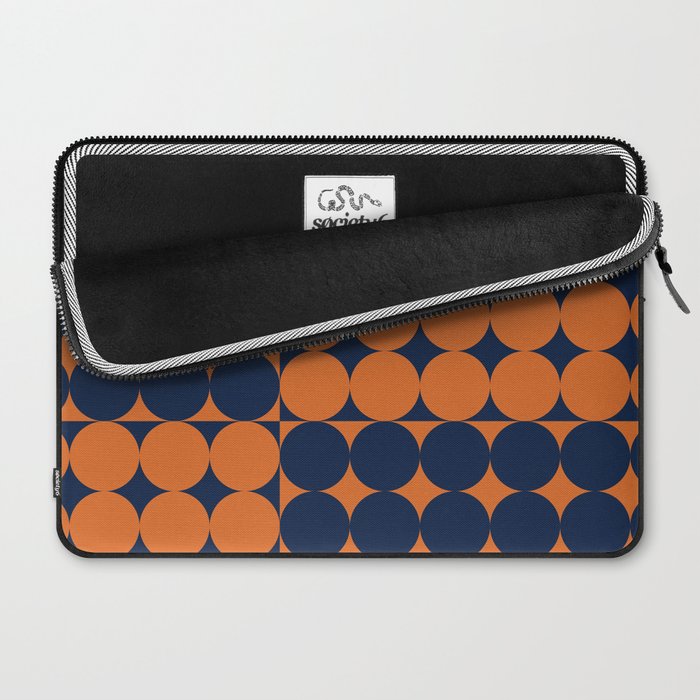 Abstraction Shapes 30 in vintage Orange and Navy Blue Laptop Sleeve Gallery Image 2