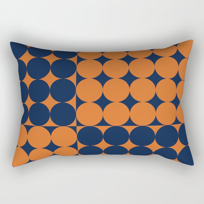 Abstraction Shapes 30 in vintage Orange and Navy Blue Rectangular Pillow Gallery Image 1