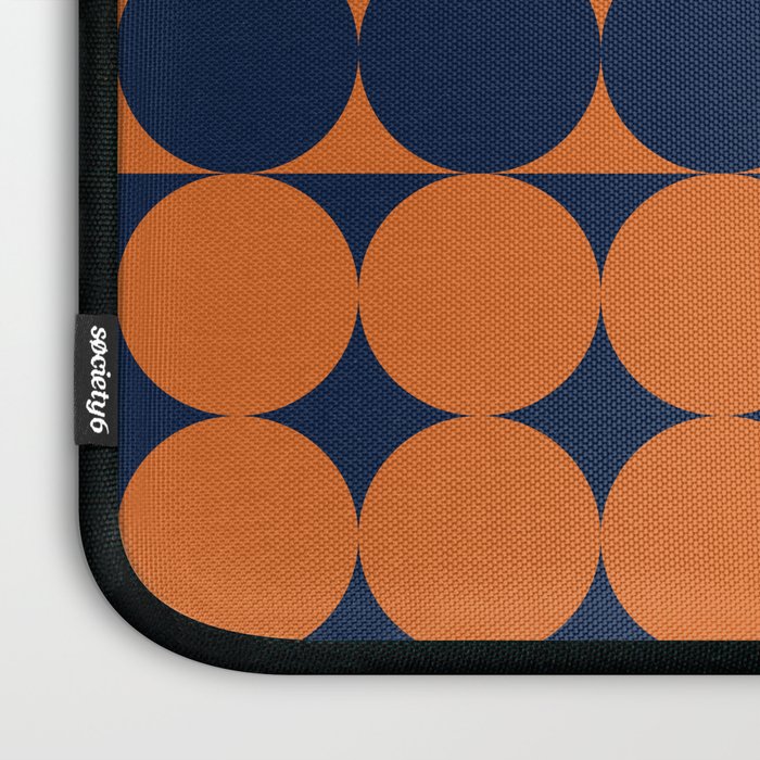 Abstraction Shapes 30 in vintage Orange and Navy Blue Laptop Sleeve Gallery Image 3