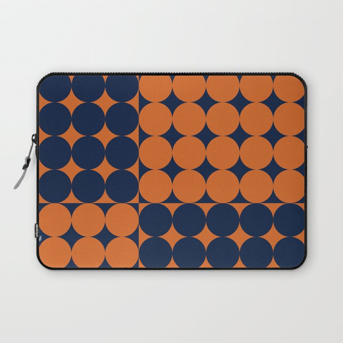 Abstraction Shapes 30 in vintage Orange and Navy Blue Laptop Sleeve Gallery Image 1