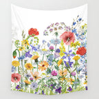 Colorful Midsummer Scandinavian Wildflowers Meadow  Wall Tapestry Gallery Image 4