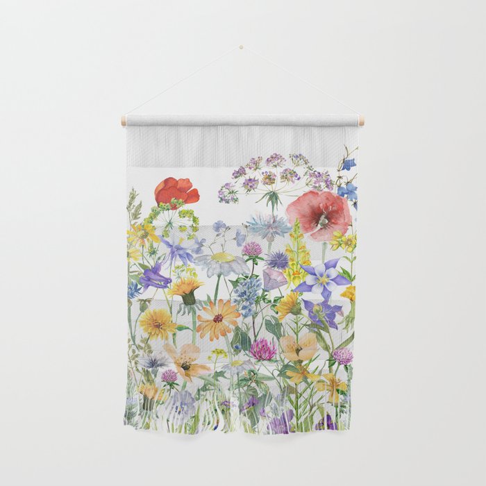 Colorful Midsummer Scandinavian Wildflowers Meadow  Wall Hanging Gallery Image 1
