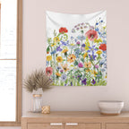 Colorful Midsummer Scandinavian Wildflowers Meadow  Wall Tapestry Gallery Image 2