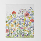Colorful Midsummer Scandinavian Wildflowers Meadow  Throw Blanket Gallery Image 2