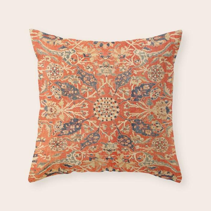 Antique Persian Sultanabad Rug Print Throw Pillow Gallery Image 6
