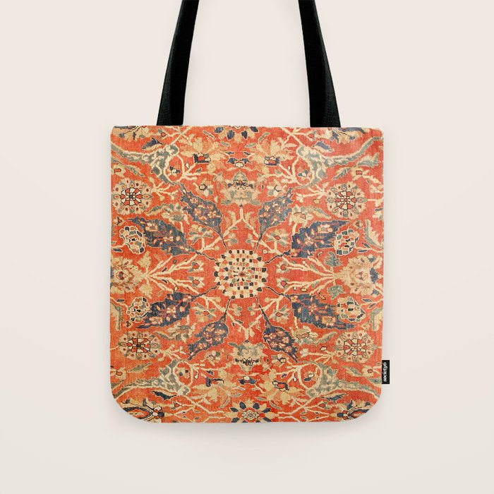 Antique Persian Sultanabad Rug Print Tote Bag Gallery Image 1