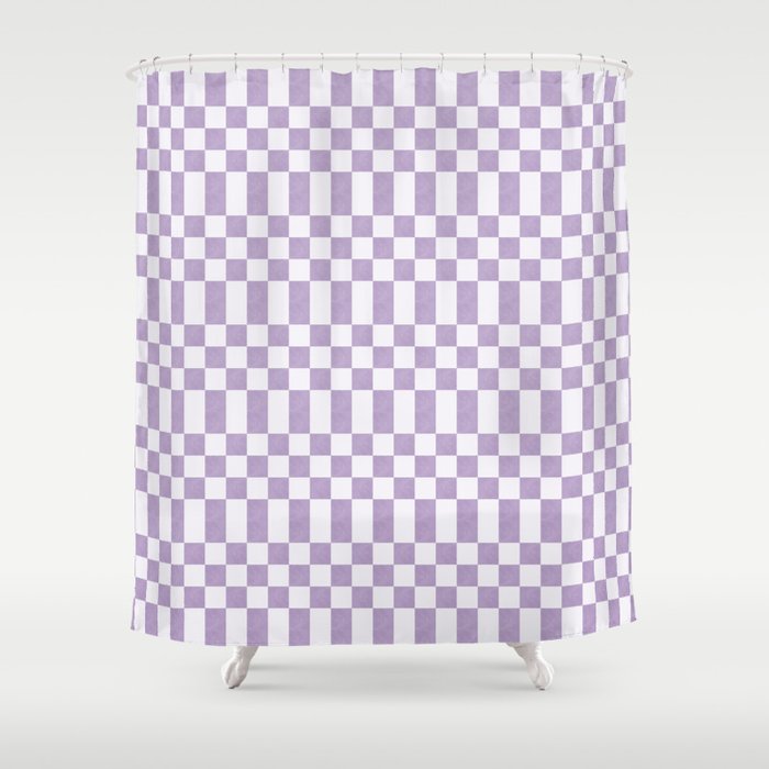 Lilac and white checkered Shower Curtain Gallery Image 1