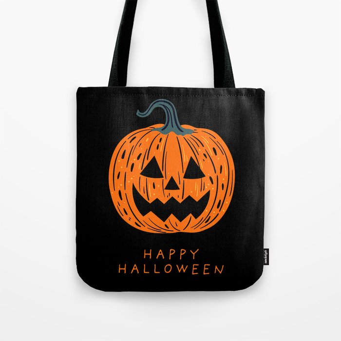 Happy Halloween funny pumpkin cartoon doodle Tote Bag Gallery Image 1