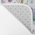 Poppies Loose Floral Watercolor - Meadow Wildflowers - Aqua Plum  Bath Mat Gallery Image 2