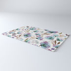Poppies Loose Floral Watercolor - Meadow Wildflowers - Aqua Plum  Rug Gallery Image 3