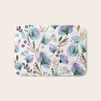 Poppies Loose Floral Watercolor - Meadow Wildflowers - Aqua Plum  Bath Mat Gallery Image 1