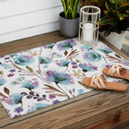 Poppies Loose Floral Watercolor - Meadow Wildflowers - Aqua Plum  Outdoor Rug Gallery Image 2