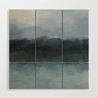 Stormy Day - Gray Navy Blue Black Abstract Nature Ocean Painting Art Print Wall Decor  Wood Wall Art Gallery Image 1
