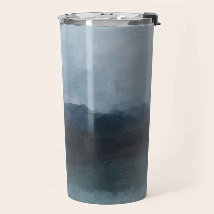 Stormy Day - Gray Navy Blue Black Abstract Nature Ocean Painting Art Print Wall Decor  Travel Mug Gallery Image 2