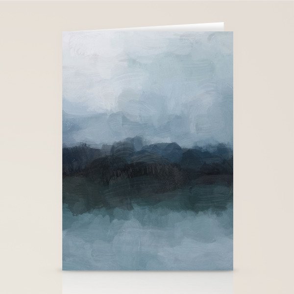 Stormy Day - Gray Navy Blue Black Abstract Nature Ocean Painting Art Print Wall Decor  Stationery Card Gallery Image 1