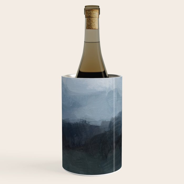 Stormy Day - Gray Navy Blue Black Abstract Nature Ocean Painting Art Print Wall Decor  Wine Chiller Gallery Image 2