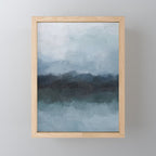 Stormy Day - Gray Navy Blue Black Abstract Nature Ocean Painting Art Print Wall Decor  Mini Art Print Gallery Image 1