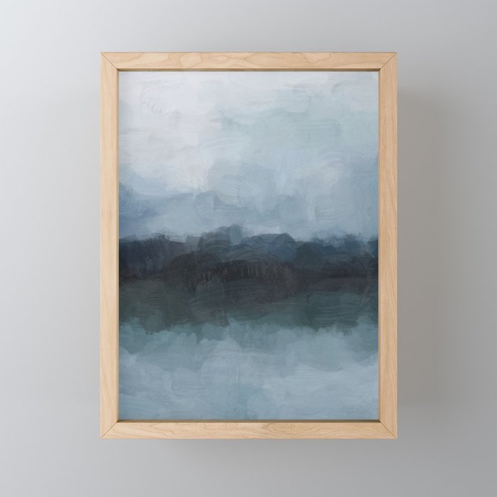 Stormy Day - Gray Navy Blue Black Abstract Nature Ocean Painting Art Print Wall Decor  Mini Art Print Gallery Image 1