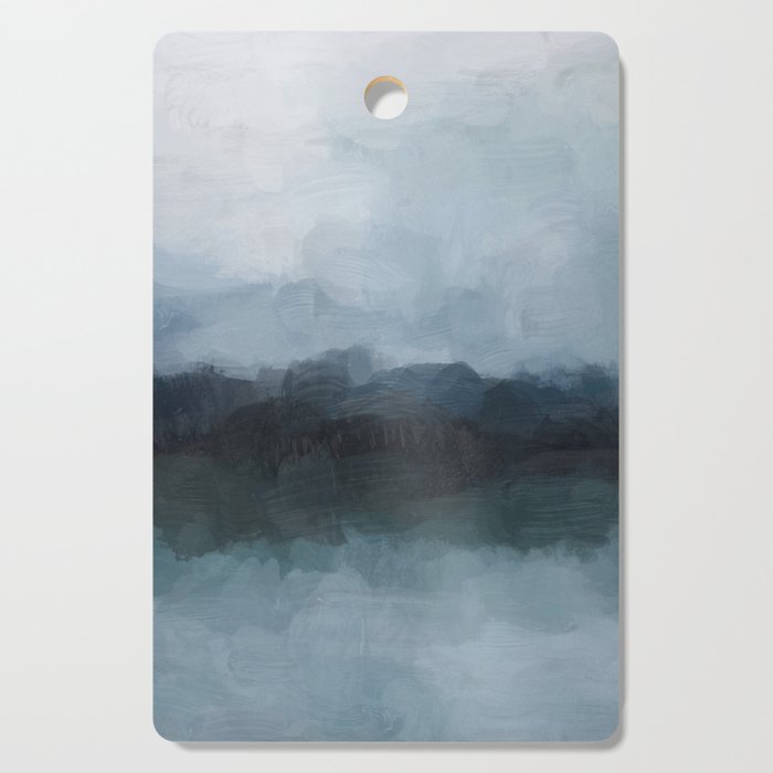 Stormy Day - Gray Navy Blue Black Abstract Nature Ocean Painting Art Print Wall Decor  Cutting Board Gallery Image 1