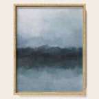 Stormy Day - Gray Navy Blue Black Abstract Nature Ocean Painting Art Print Wall Decor  Serving Tray Gallery Image 1