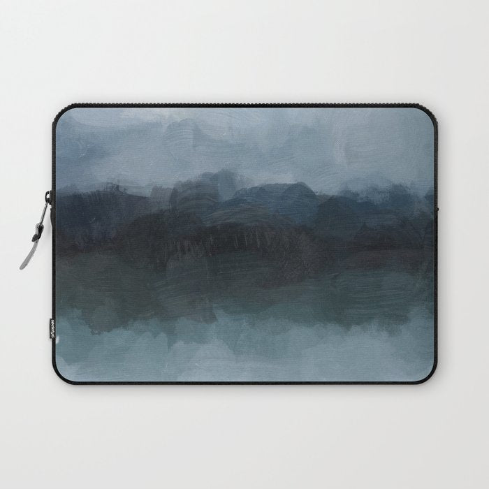 Stormy Day - Gray Navy Blue Black Abstract Nature Ocean Painting Art Print Wall Decor  Laptop Sleeve Gallery Image 1